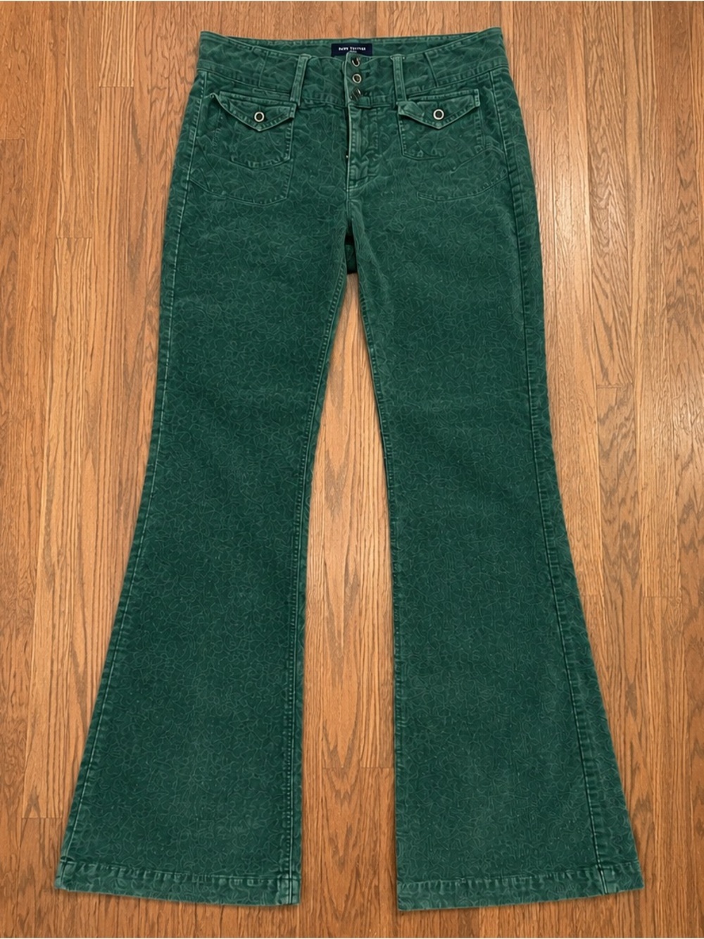 Anthropologie Pilcro Green Corduroy High Rise Bootcut Pants 26